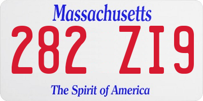 MA license plate 282ZI9
