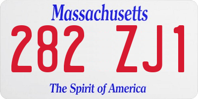 MA license plate 282ZJ1