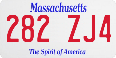 MA license plate 282ZJ4