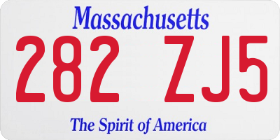 MA license plate 282ZJ5