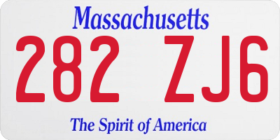 MA license plate 282ZJ6