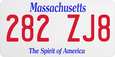 MA license plate 282ZJ8
