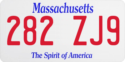 MA license plate 282ZJ9