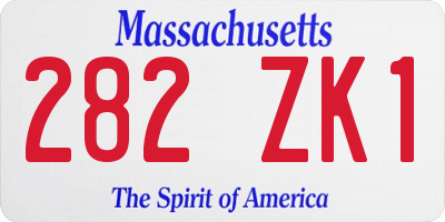 MA license plate 282ZK1
