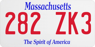 MA license plate 282ZK3