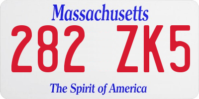 MA license plate 282ZK5