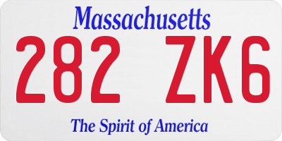 MA license plate 282ZK6