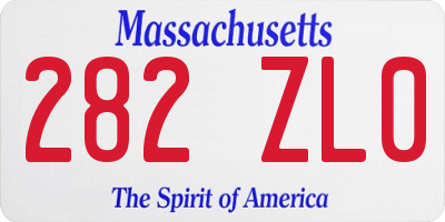 MA license plate 282ZL0