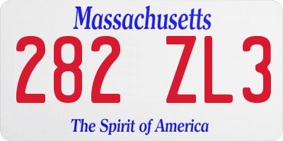 MA license plate 282ZL3