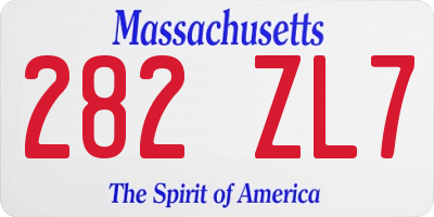 MA license plate 282ZL7
