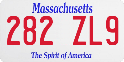 MA license plate 282ZL9