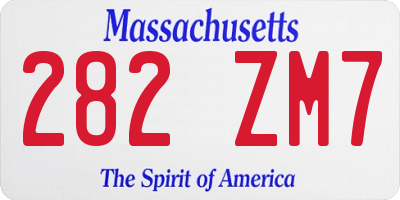 MA license plate 282ZM7