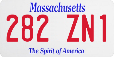 MA license plate 282ZN1