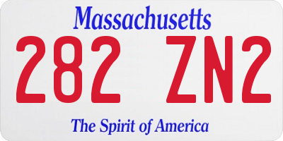 MA license plate 282ZN2