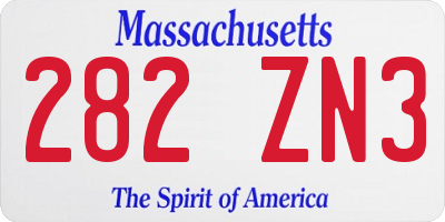 MA license plate 282ZN3