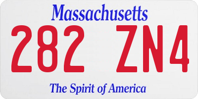 MA license plate 282ZN4