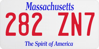 MA license plate 282ZN7