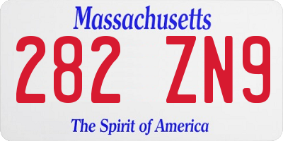 MA license plate 282ZN9