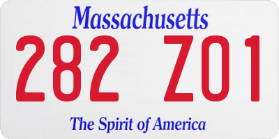 MA license plate 282ZO1