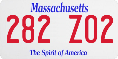 MA license plate 282ZO2