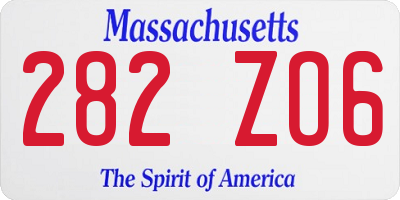 MA license plate 282ZO6
