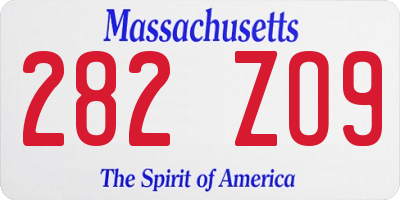 MA license plate 282ZO9