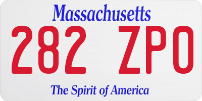 MA license plate 282ZP0