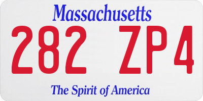 MA license plate 282ZP4