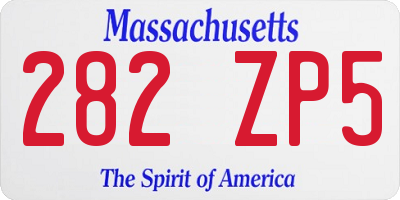 MA license plate 282ZP5