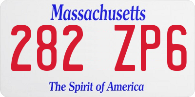MA license plate 282ZP6