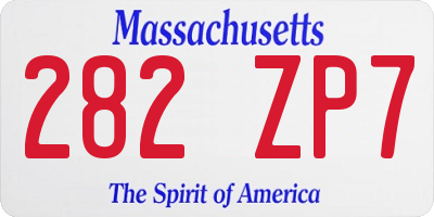 MA license plate 282ZP7