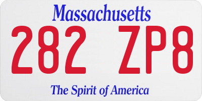MA license plate 282ZP8