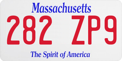 MA license plate 282ZP9