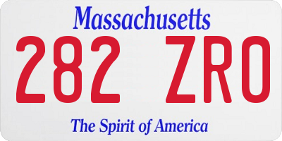 MA license plate 282ZR0