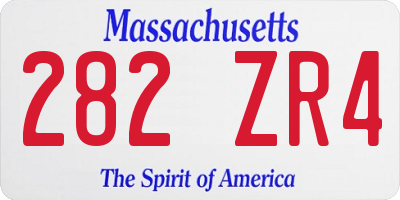 MA license plate 282ZR4
