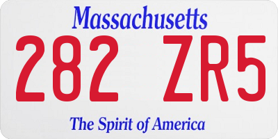 MA license plate 282ZR5