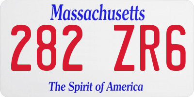 MA license plate 282ZR6