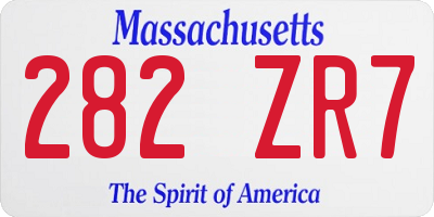 MA license plate 282ZR7