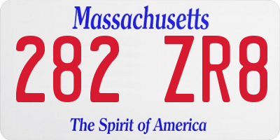 MA license plate 282ZR8