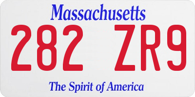 MA license plate 282ZR9