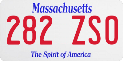 MA license plate 282ZS0