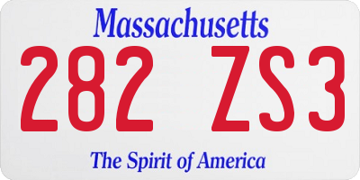 MA license plate 282ZS3