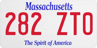 MA license plate 282ZT0