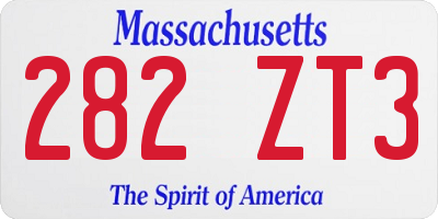 MA license plate 282ZT3