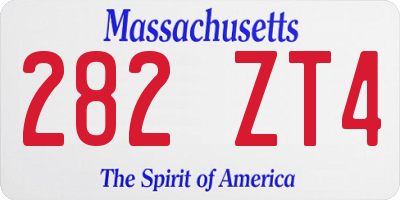 MA license plate 282ZT4