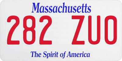 MA license plate 282ZU0