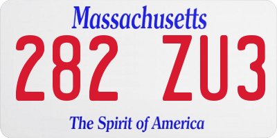 MA license plate 282ZU3