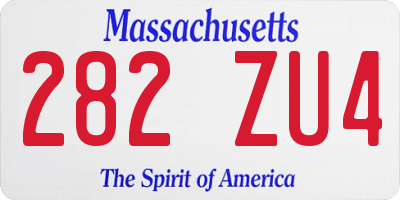 MA license plate 282ZU4