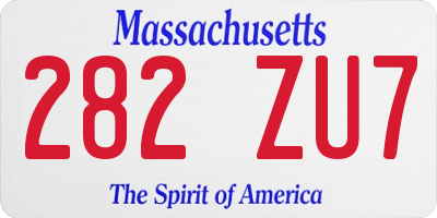 MA license plate 282ZU7