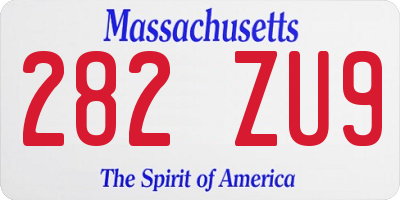 MA license plate 282ZU9